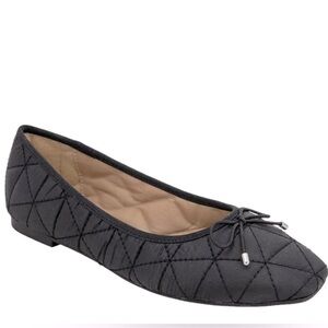 NEW Esprit black Flats quilted upper bow accent square toe shoes Women’s Sz 10